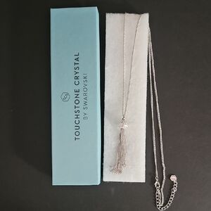 Touchstone Crystal  Silver Necklace with  Pave Pendant